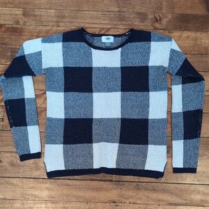 Old Navy Navy and White Checkered Sweater